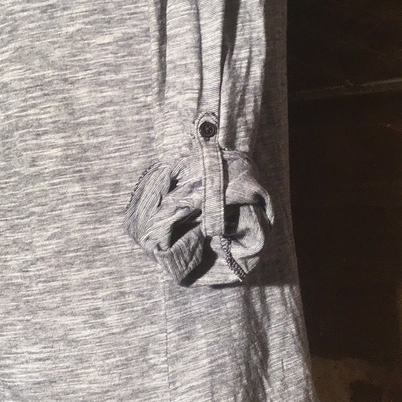 Ann Taylor Loft deep neck top space dye gray white XS - Picture 2 of 5